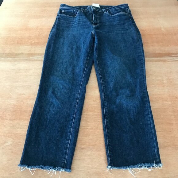 L'agence Sada High Rise Cropped Slim Jeans Women 29 Blue Raw Hem Dark Wash - Picture 1 of 13